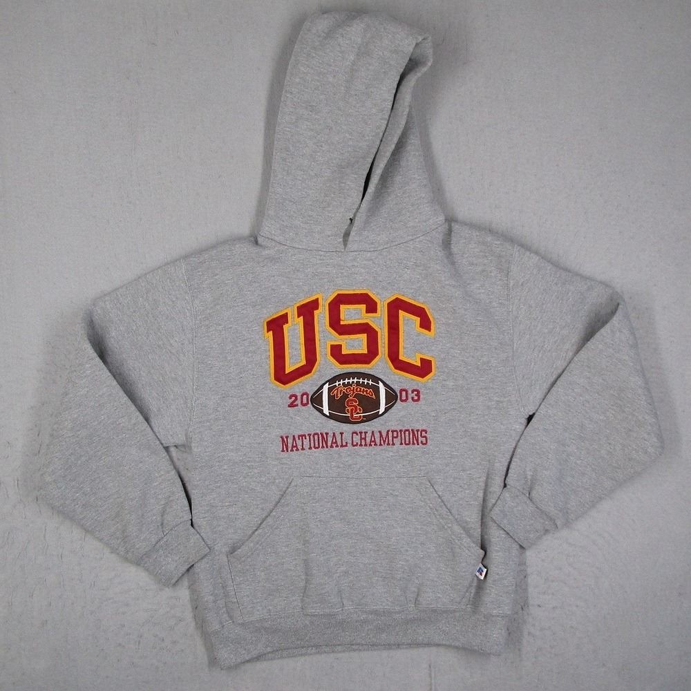 Russell Athletic USC Trojans 2003 National Champions Hoodie Gray Womens Small